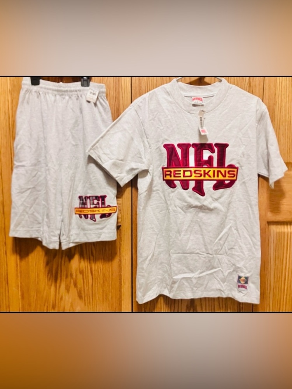 Vintage NFL 1990s Washington Redskins Shirt Shorts Set M/S Nutmeg Mills NWT Rare